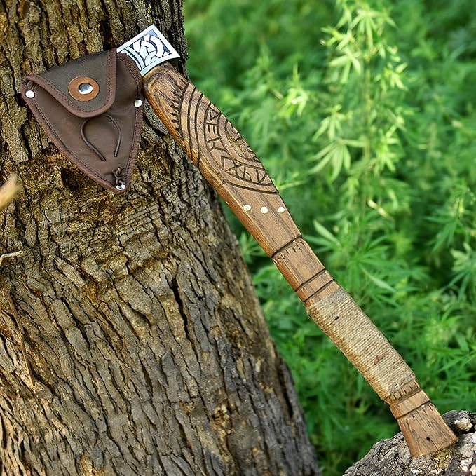 Pair of Viking Axes – Forged High Carbon Steel Norse Bearded Axes | Balanced Throwing Hatchets | Handcrafted Ash Wood Shaft | Sheaths Included | Odin Style Gifts for Men