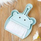 Amabro Small Dustpan Broom Set, Mini Dust Pan with Brush Set Hand Dustpan Table Top Brush Cute Table Crumb Sweeper Broom for Home Desktop Sofa Kitchen Keyboard Sweeping Cars Pet Nest(Blue)