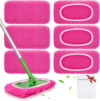 Reusable Mop Pads fit Swiffer Sweeper Mop - Microfiber Wet Pads Refill & Machine Washable Dry Sweeping Cloths for Mopping All Sealed Floors - Hardwood, Laminate, Tile & Stone (Mop is not Included)