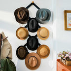 Dseap Expandable Coat Rack (Larger Version) - 24” High, Anti-Slip, Ultra Heavy Duty Wooden Accordian Wall Hanger with 10 Study Peg Hooks for Clothing Hats Jackets Bags, Cherry Red