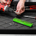 CASOMAN 1/4" Hex Bit Organizer with Magnetic Base - Green, 43 Hole Bit Organizer with Strong Magnetic Base, Magnetic Bit Organizer for Your Specialty
