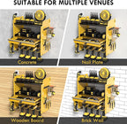 KSVO Power Tool Organizer Wall Mount with Drill Rack & Locking Drawers - Heavy Duty Metal Tool Shelf for Garage, Workshop, Shed, Basement Tool Organization - Gift for Men/Father (Yellow)