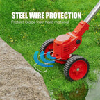SHALL 24V Cordless Weed Wacker, 3-in-1 Electric Weed Eater Grass String Trimmer Edger, Telescopic Brush Cutter, 2 x 1.5Ah Battery Powered Lawn Mower with 3 Types Blades & Wheels for Yard Garden