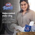 Clorox Fraganzia Fabric Softener Dryer Sheets, Wrinkle Reducing and Anti Static Laundry Dryer Sheets for Great Smelling Clothes, Softens Fabrics, Fresh Ocean Scent, 80 Count
