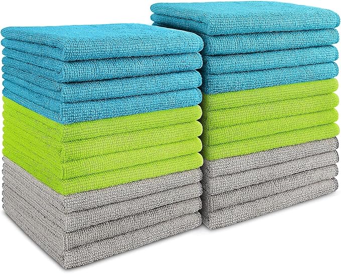 AIDEA Microfiber Cleaning Cloth-24PK, Soft Microfiber Towels for Cars, Absorbent Cleaning Rags, Lint-Free Streak-Free Wash Cloths for House, Kitchen, Window(12in.x12in)