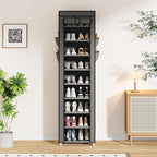 Calmootey 9 Tier Shoe Rack Organizer,Portable Shoe Shelf with Nonwoven Fabric Cover for Closet Hallway,Bedroom,Entryway,17.72x11.81x62.99inches,Grey