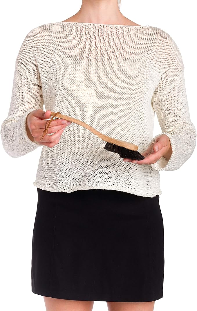 Redecker Horse Hair Bristle Dish Brush with Extra-Large Brush Head, Oiled Beechwood Handle, 10-3/5-Inches, Made in Germany