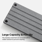 Instant Dry Sink Caddy Kitchen Sink Organizer, Quick Drying Stone Tray Diatomite Sponge Holder Soap Dish, Bathroom Countertop Fast Dry Water Absorbing Vanity Rack, Dark Gray,12" x 5"