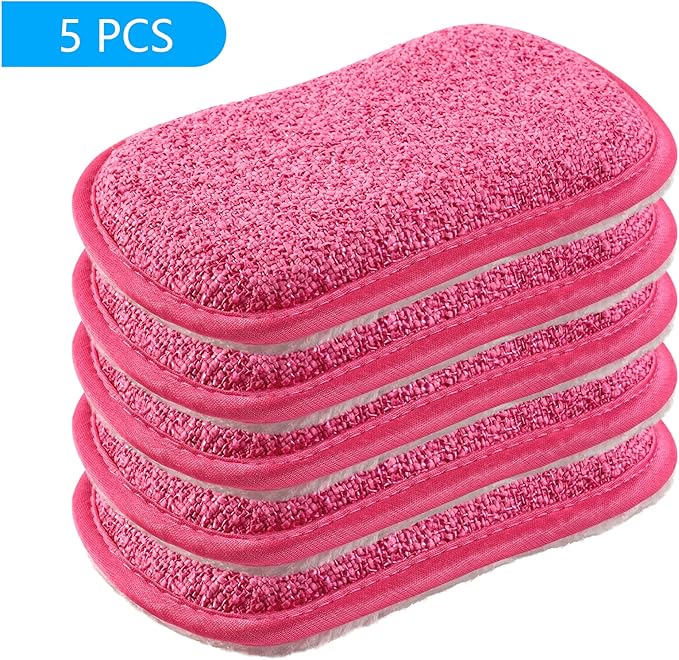 Kitchen Dish Sponge Scrubber Non Scratch, Dishcloth No Odor Reusable Washable Multipurpose Scrub Pads Sponges Heavy Duty for Dawn Dish Soap Cleaning of Sink Pans