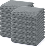 Homaxy 100% Cotton Waffle Weave Kitchen Dish Towels, Ultra Soft Absorbent Quick Drying Cleaning Towel, 13 x 28 Inches, 12-Pack, Grey