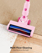 Cordless Vacuum Cleaner, 8-in-1 Lightweight Stick Vacuum with 45mins Runtime, Powerful Suction, Rechargeable Cordless Vacuum for Carpet, Tile, Pet Hair, Hardwood Floors, Pink