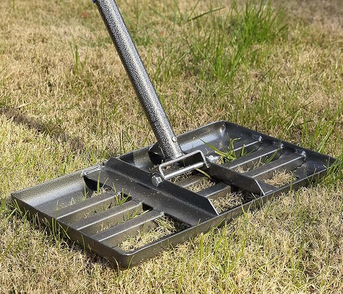 COCONUT Lawn Leveling Rake, 17x10 Heavy Duty Metal Head with Stainless Steel Grip, Adjustable Handle Dirt Ground Level Tool for Yard Garden (72 Inch)