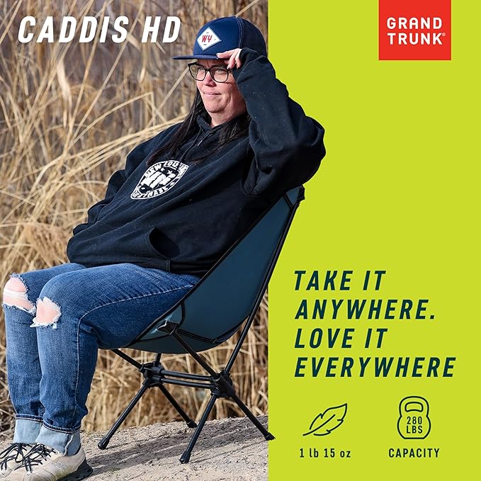 GRAND TRUNK Caddis HD – Heavy Duty Portable Outdoor Chair, Lightweight Camping Chair, Compact Folding Design for Travel, Backpacking & Outdoor Adventures (Storm Blue)