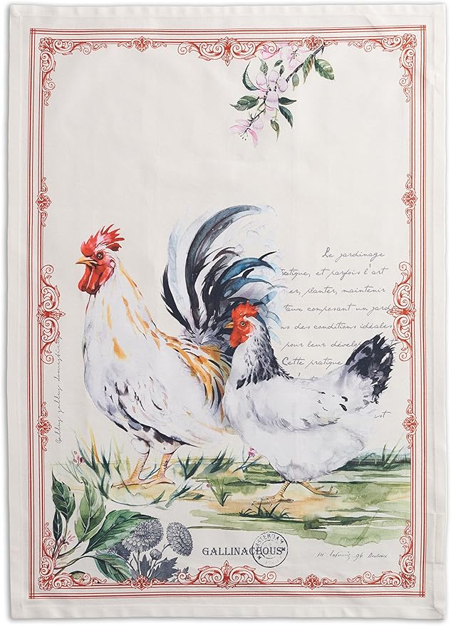 Maison d' Hermine Kitchen Towels Set of 2 100% Cotton 27.50" x 20" Reusable Cloth Tea Dish Towels Absorbent with Hanging Loop for Kitchen, Home, Dining, Cocktail Parties Spring/Summer (Campagne)