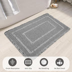 Bath Matts - Upgraded Waffle Super Absorbent, Non Slip Washable, Quick Dry Shower Mats, Ultra Soft for Bathroom Floor, Grey, 24"*36