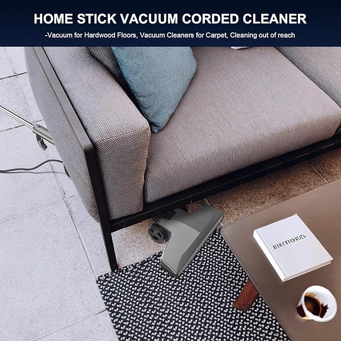 Corded Stick Vacuum Cleaner, Lightweight High Power Handheld Vac with Crevice Tool for Home, Apartment, Carpet, Pet Hair & Hardwood Floors, Black