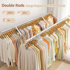 Raybee Clothing Rack Load 630 LBS, Clothes Racks for Hanging Clothes, Rolling Heavy Duty Clothing Rack, Metal Garment Rack for Clothes Storage Bedroom Closet Laundry Room
