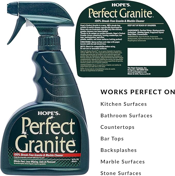 HOPE'S Perfect Stainless, Perfect Granite, and Perfect Sink Cleaner Bundle, Streak Free Polishing Kitchen Cleaners Removes Stains, Restores, and Repels Water, 3 Pack