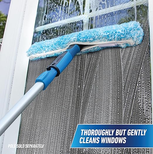 Unger Professional Connect and Clean Total Pro Cleaning Kit, All-in-One Household Window Washing with Streak-Free Results, Includes 12” Squeegee, 14” Scrubber Washer, Telescopic Pole Extends Up to 6’