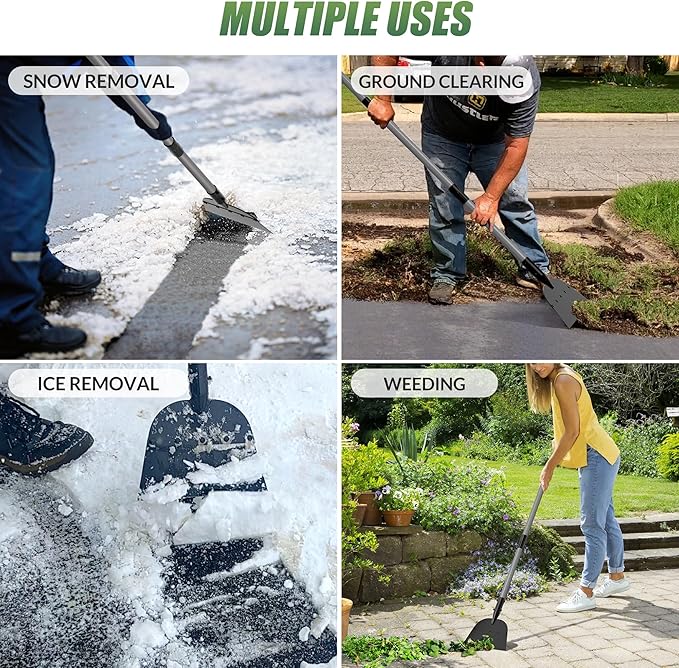 Walensee Flat Shovel, Floor Scraper, 54 inch Garden Scraper for Walkway, Weed Remove Tool for Lawn Edging, Cleaning Scraper for Road Outdoor, Driveway Weeding Tool， Ice Scraper & Ice Removal Tool