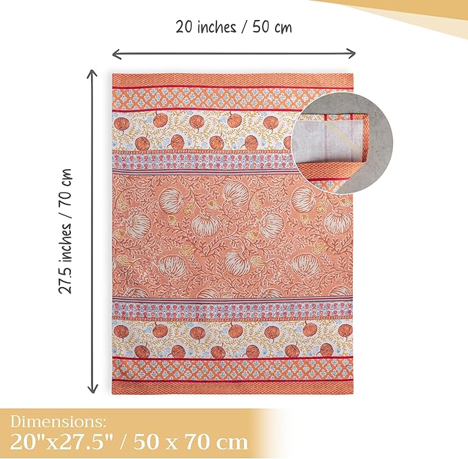 Maison d' Hermine Kitchen Towels Set of 3 100% Cotton 27.50" x 20" Reusable Cloth Tea Dish Towels Absorbent with Hanging Loop for Kitchen, Home, Dining, Cocktail Parties (Harvest Festival)