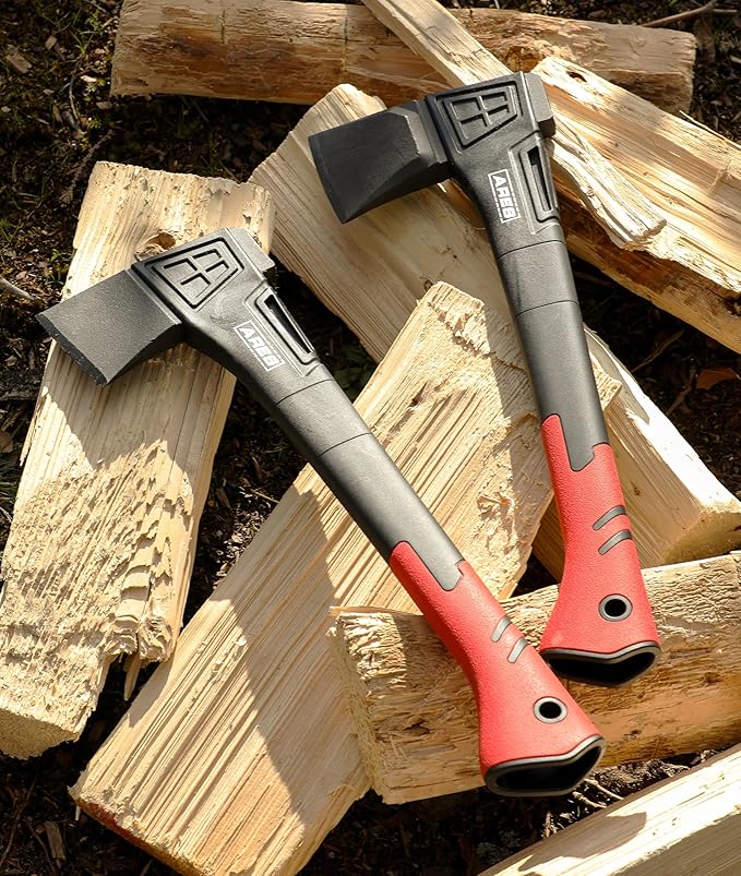 ARES 45006 – 18-Inch Splitting Axe – Lightweight Fiberglass Handle Construction – High-Carbon Steel Blade Head – Gardening, Hiking, and Outdoor/Adventure Applications