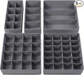 Lourome Underwear Organizer, 5 Set Foldable Fabric Underwear Drawer Organizer and Sock Organizer, Drawer Organizers for Clothing, Storage Bins for Underwear, Sock, Bra and Tie
