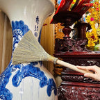 Set of 2 Vietnamese Soft Bristle Brooms, Asian Straw Broom for Kid, Decorative Broom 16.54 inch