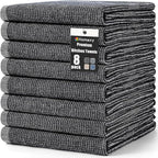 Homaxy Premium Kitchen Towels(18”x 28”, 8 Pack), Large Cotton Kitchen Hand Towels, Flat and Terry Dish Towels, 380 GSM Highly Absorbent Tea Towel Set with Hanging Loop, Black