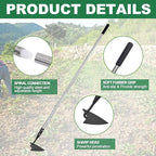 Warren Hoe, Carbon Steel Triangle Garden Hoe with Stainless Steel 57" Adjustable Long Handle, Heavy Duty Gardening Hand Tools Hoe for Ridging Weeding Digging Loosening Edging Soil, Balck
