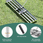 Goplus Lawn Leveling Rake, 42" x 10" Heavy Duty Level Lawn Tool w/ Ergonomic Handle for Soil, Effort-Saving Landscape Rake for Garden, Backyard, Golf Course, Farm, Pasture, Silver