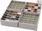 DIOMMELL Set of 4 Foldable Cloth Storage Box Closet Dresser Drawer Organizer Fabric Baskets Bins Containers Divider for Clothes Underwear Socks Lingerie Clothing, Grey 40-0000