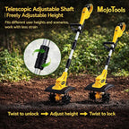 21V Cordless Tiller Cultivator, Compatible with Makita 18V Batteries, Battery Powered Garden Tiller with 2 Lithium-Ion Batteries for Flower Beds (Yellow Tiller + 2 Batteries)