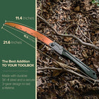 LAGOM Folding Camp Saw for Cutting Branches, 11.4" Curved Blade | SK5 Steel, Ergonomic Handle, One-Hand Use, Secure Lock | Foldable Pruning Tool for Camping, Gardening, Survival, Kayaking, Outdoors