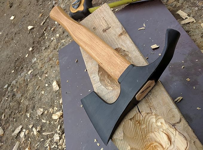 Elegant Small Bearded Hatchet/Axe Combined with Curved Adze Blade - Bowl Makers Tool- Rare!!!
