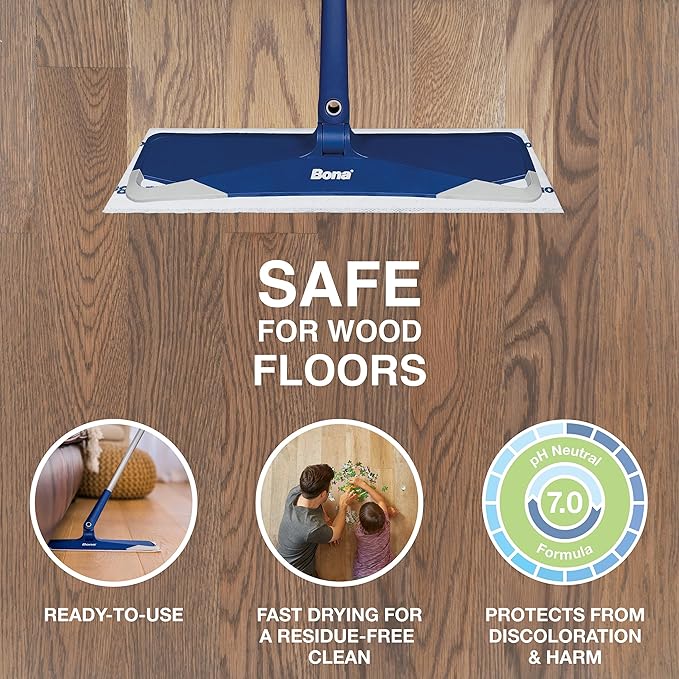 Bona Hardwood Floor Disposable Wet Cleaning Pads - unscented - Use Mops - Residue-Free Floor Cleaning Solution for Wood Floors,12 Count(Pack of 2)