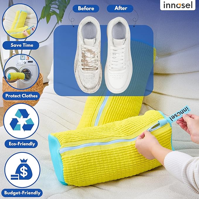 Shoe Washing Machine Bag | Laundry Shoe Bag for Washer and Dryer - Reusable Sneaker Washing Bag with Extra Strength & Secure Zipper | For All Shoes Types | Protects & Cleans Shoes - 2 Pack Large Size