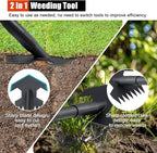 Hoe Garden Tool, Weeding Hoe Cultivator Long Handle 52", Heavy Duty Steel Scuffle Hoe for Lawn Yard Garden, Adjustable Rocket Shaped Weed Remover with Sharp Blade