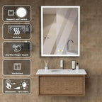 20”W x 26”H Medicine Cabinets for Bathroom with Mirror, Surface Mounted LED Medicine Cabinets Organizer with Defogger, Dimmer, Outlets & USB, Single Doors
