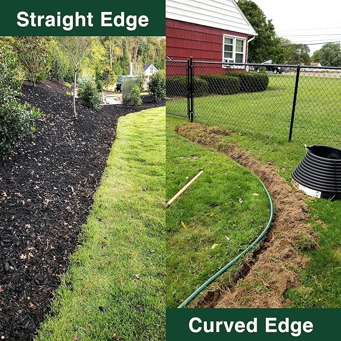 Edger Lawn Tool, Manual Garden Edger Long Handle 40-48 inch, Steel Hand Saw-Tooth Border Sidewalk Landscape Yard Grass Weed Half Moon Edger Shovel for Lawns