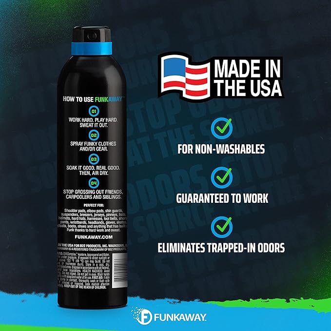 FunkAway Big Jobs Aerosol Spray, Extreme Odor Eliminator, Fresh Scent, White, 2 Pack of 13.5 oz. Sprays for Shoes, Pets, Large Non-Washables