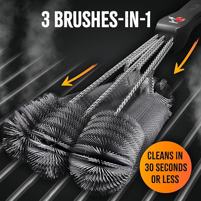 Kona 360 Clean Grill Brush – Powerful Grill Cleaner & BBQ Grill Brush for Outdoor Grill – Safe, Bristle BBQ Brush Grill Scraper, Accessory for Easy 30 Second Grill Cleaning - 18 Inch Long Handle