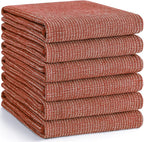 Homaxy Premium Kitchen Towels(18”x 28”, 6 Pack), Large Cotton Kitchen Hand Towels, Flat and Terry Dish Towels, 380 GSM Highly Absorbent Tea Towel Set with Hanging Loop, Rust