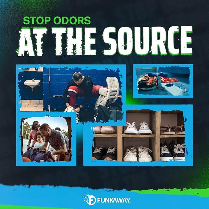 FunkAway Odor Eliminator Spray for Shoes, Clothes and Gear, 3.4 oz., Non-Aerosol; Mini Size for Travel, Ideal for Gym Bag, Purse, Locker or Suitcase