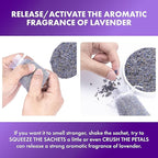 French Lavender Sachets for Drawers and Closets Fresh Scents, Set of 36, Home Fragrance Sachet for Closets and Drawers, White, LV-C-36-2