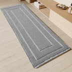 Bathroom Runner Rug Super Absorbent Non Slip Long Bath Mat Machine Washable Boho Bathroom Rugs Quick Dry Rug Runners for Hallway Bedroom Laundry Room,Grey, 2'x 6'(24" x 72")