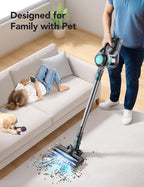 Cordless Vacuum Cleaner, 8-in-1 Powerful Vacuum Cleaners for Home with 1.3L Large Capacity, 2 Modes & 30Mins Runtime, Rechargeable Stick Vacuum for Pet Hair Hardwood Carpet - Green