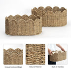 StorageWorks Scalloped Wicker Basket, Hand-woven Rattan Baskets with Built-in Handles, Cute Baby Basket for Nursery, Seagrass Baskets for Organizing and Decor, 2 Pack