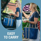 CleverMade EcoBasket 30L Collapsible Tote Basket – Reusable Grocery Tote That Stands Upright, Foldable Shopping Basket for Car Trunk Storage, Heavy Duty Utility Bag, 30 lb Capacity - Blue