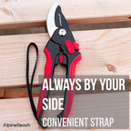 AlpineReach Bypass Pruning Shears for Gardening, Sharp Ergonomic Pruners, Heavy Duty High Carbon Steel Blade Plant Cutting Clippers, Adjustable Soft Handle for Small & Large Hands, Secateurs, Gift